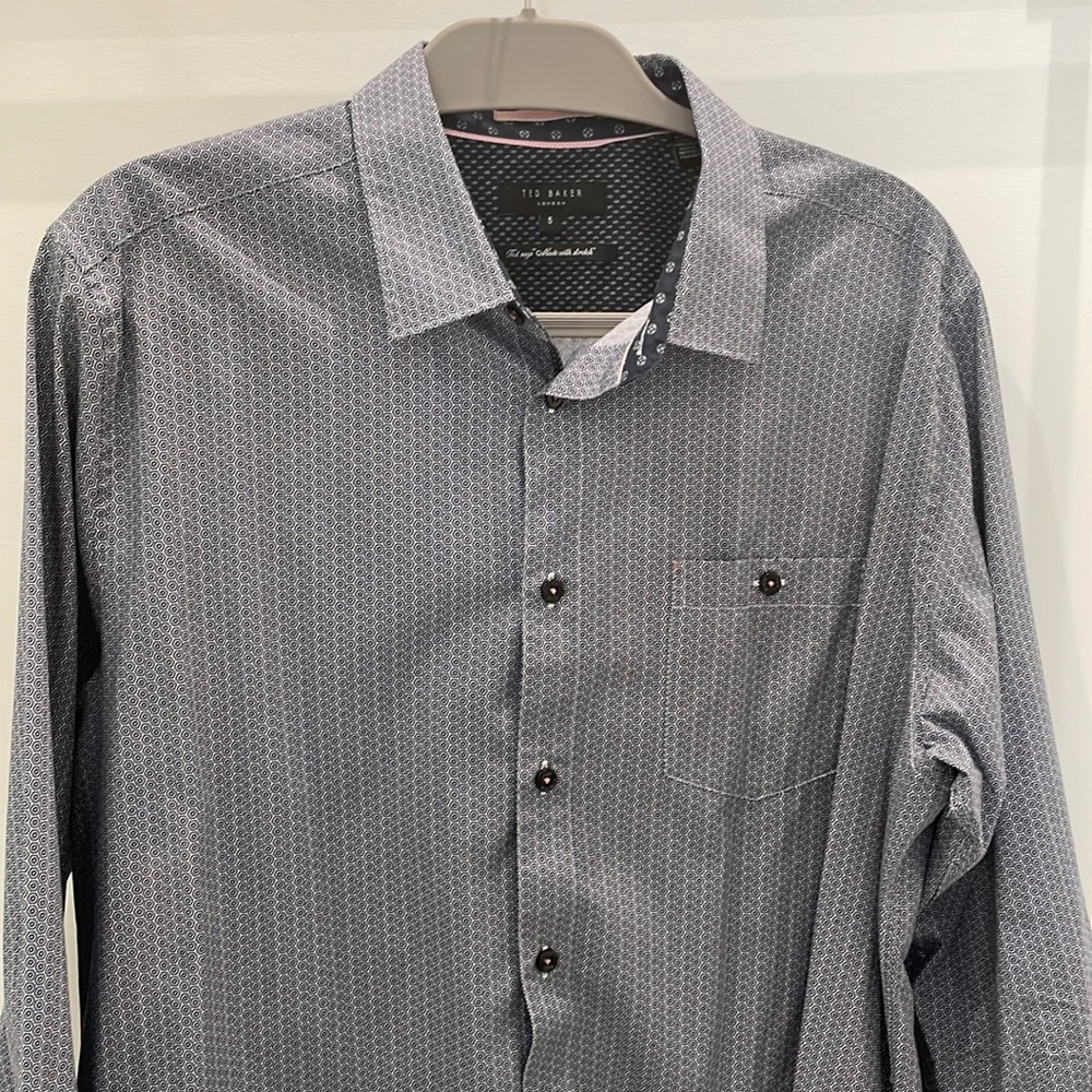Ted Baker navy colored patterned geometric shirt